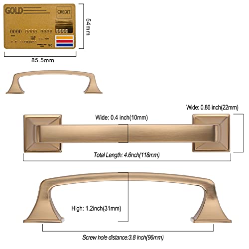 Amerdeco 10 Pack Champagne Bronze Cabinet Hardware 3.75 Inch Hole Center Cabinet Pulls Kitchen Cabinet Handles for Bathroom Dresser Pulls Drawer Pulls ZH002 - color: Champagne Bronze, size: 3.75"/96mm Hole Center