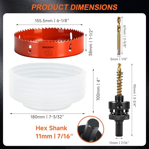 (155.5mm | 6-1/8 Inch) HSS M42 with 8% Cobalt Bi-Metal Hole Saw - size: 155.5mm | 6-1/8 Inch