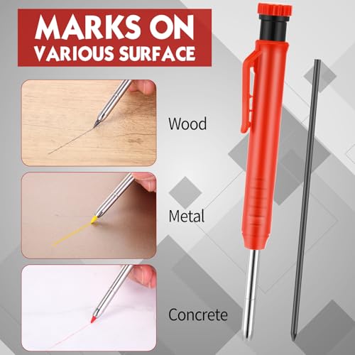 MotiMind 8 Pcs Mechanical Carpenter Pencils, 2.8mm, Black+red - color: Black+red