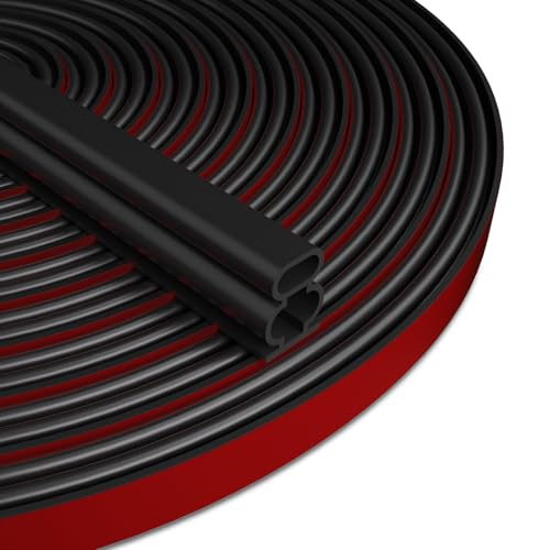 Black D-Shape Weather Stripping 20Ft (Fits 0.4–0.5in Gaps) - color: Black, size: 0.59" Thick x 20 Ft