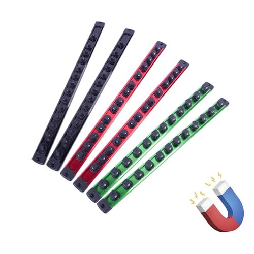 Magnetic Socket Holder Organizer Set - color: Black Red Green, size: 1/2 1/4 3/8(6PC）