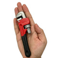 Heavy Duty 6 Inch Adjustable Pipe Wrench - Mini Straight Plumbing Tool for Tight Spaces & DIY Repairs, Red