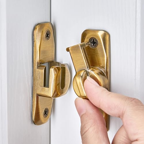 Brass Barn Door Latches,90/180 Degree Gate Lock_B - color: Brass