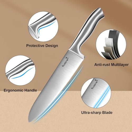 Kuisine Premium Sharp Knife Set,High Carbon Stainless Steel Sharper Blade Ergonomic Non-slip Handle,Kitchen Block Knife Set Chef Knife Block Set with Built-in Sharpener(Acacia, 15PCS) - color: ET Acacia Wood