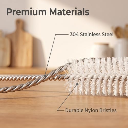 2 Pack Straw Cleaner Brush, Reusable Metal Handles Straw Cleaner Brush Extra Long for Stanley Mug 40, 30, 20 oz, 10mm Wide for Sippy Cup, Water Bottle and Tubes (Clear+Clear) - color: Clear+Clear