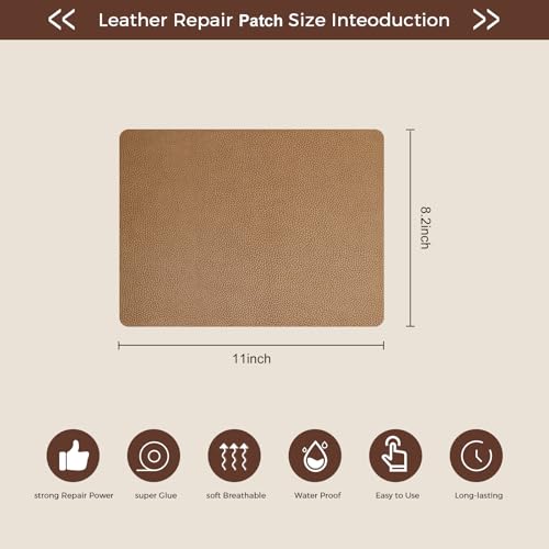 JDLUGH Leather Repair Patch Tape, 8.2x11 Inch, Yellowish Brown 2.0, 2PCS - color: Khaki, size: 8.2x11 Inch