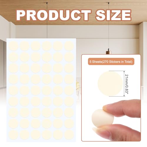PATIKIL 270 Pieces Screw Hole Stickers, 5 Sheet Self-Adhesive Waterproof PVC Wood Grain Sticker for Screw Holes Wall Cabinets Desk Repairing, Beige, 21mm/0.83 Inch - color: Beige