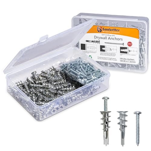 Drywall Anchors and Screws Kit, 200 Pcs Self Drilling Drywall Anchors, 100 Pcs Zinc Sheetrock Anchors and 100 Pcs #8 x 2 Metal Screws, Heavy Duty Wall Anchors, 75 Lbs Hanging Mounting - size: #8 x 2"