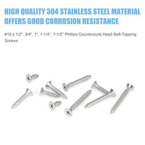 DYWISHKEY 116-Piece Wood Screw Assortment Kit - 1/2", "1/4", "3/4", "1", "1-1/4", "1-1/2" Screws - size: #10