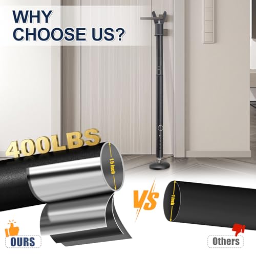 Door Security Bar, 1.25Inch Diameter Heavy Duty Security Bar with Large Rubber Base, Door Stopper for Apartment Hotel Home Travel Screen Door(1 Pack,Black) - color: Black