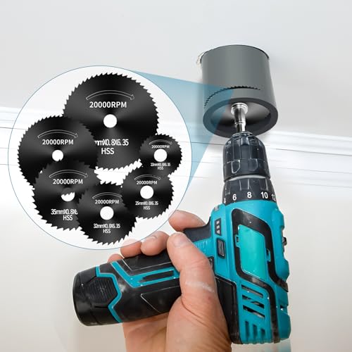 9pcs Drill Cutting Wheel and Saw Bit Set | 1/4 Inch Hex Shank Rotary Tool Attachment for Metal, Wood, Plastic（black） - color: Black