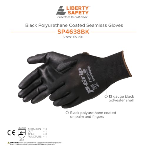 Liberty P-Grip Ultra-Thin Polyurethane Palm Coated Seamless Glove - size: Medium (Pack of 12)