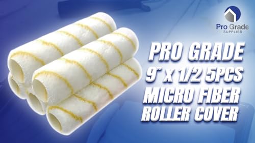 Pro Grade Paint Roller Covers, 9 Inch, 1/2 Inch Microfiber Nap, 5 Pack
