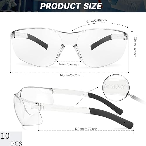 Salfboy Clear Safety Glasses for Men - color: 10 Clear