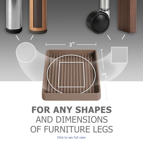 Yelanon Furniture Coasters 8 Pcs 3" Square Brown Caster Cups for Hardwood - size: 8pcs 3" Square Brown