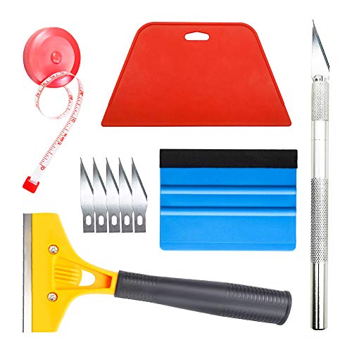 tiptopcarbon Wallpaper Smoothing Tool with 8 Inch Scraper for Contact Paper Adhesive Vinyl 10pcs/Pack - color: 03 Scraper Kit