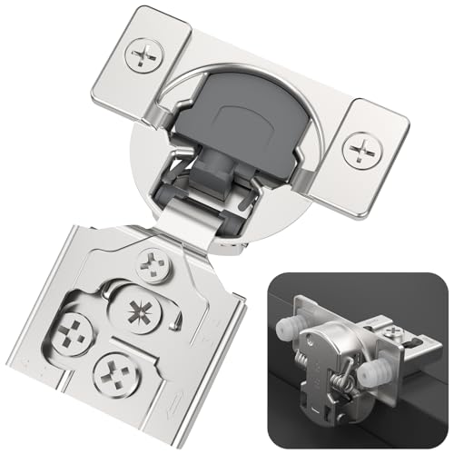 Chibery 4 Pack 3/4" Overlay 3D Soft Close Concealed Kitchen Cabinet Hinge for Face Frame Door, Pre-Assembled Easy-on Dowels, Self Closing Hidden Satin Nickel, 105° Open Concealed Stainless Steel - size: 3/4 inch Overlay