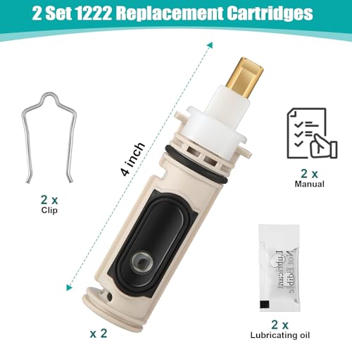 Enhon 2 Pack 1222 Replacement Cartridge Compatible with Moen with Puller, Tub Shower Cartridge Replacement Kit Compatible with Posi temp Faucet, Shower Repair Tool
