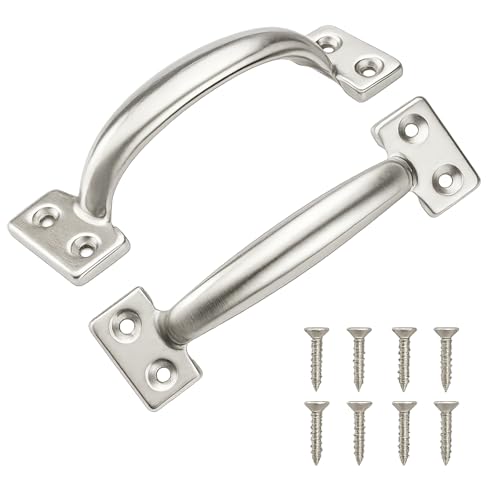 TamBee 6 Inch Gate Handle Outdoor 304 Stainless Steel Door Pull Handle Rustproof Barn Door Handles for Fences Garage Yard Kitchen Bathroom (2 Pack) - size: 2 Pack 6 Inch Stainless Steel