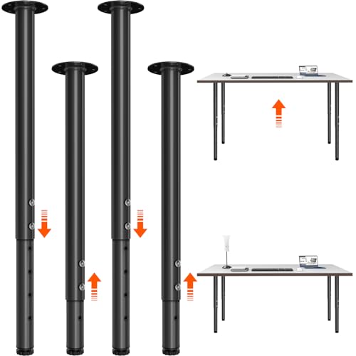 Adjustable Metal Table Leg 21~36 Inch, Adjustable Metal Desk Legs (4 Pack) - size: 21~36 Inch（4 Pack）
