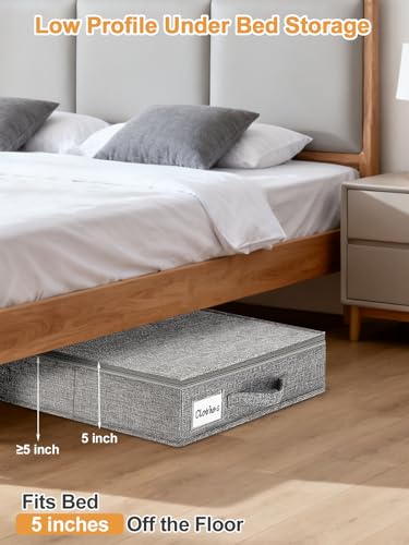 punemi 5 inch High Sturdy Low Profile Under Bed Storage, 2 Pack, Grey - color: Grey, size: 2 Pack-5 inch Tall-Structured