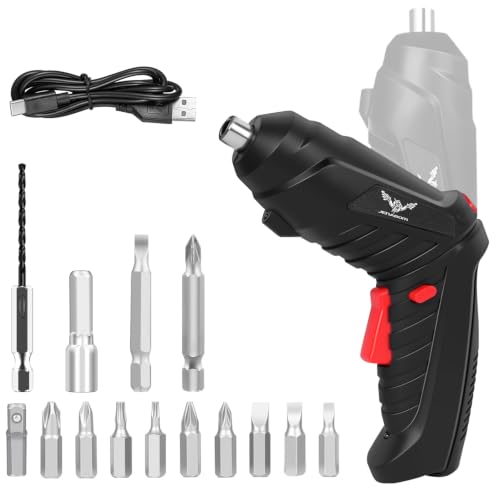 JENABOM 3.6V Cordless Electric Screwdriver Set, Mini Drill Set - color: Black