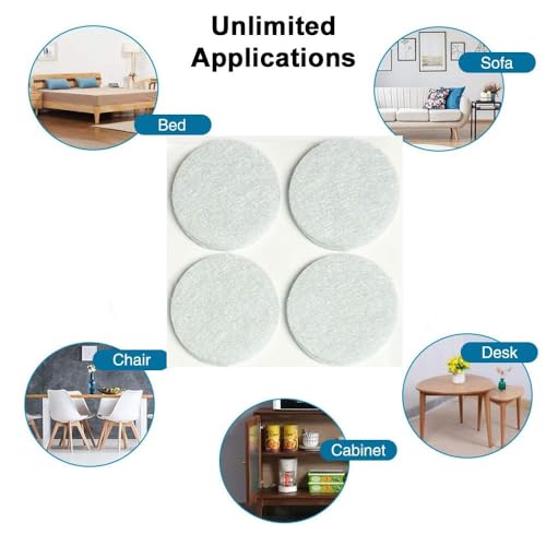 48 Pcs Self Adhesive 1" Round Felt Furniture Pads (White, 1") - color: White