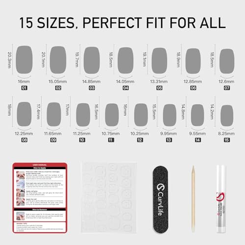CurvLife Medium Square Ombre Press On Nails, Gradient Nude White, Soft Gel - color: Gradient Nude White