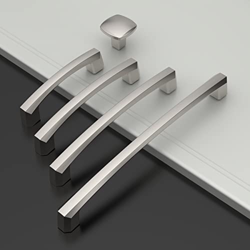 Amerdeco 10 Pack Brushed Satin Nickel Cabinet Pulls 4 Inch(102MM) Hole Centers Kitchen Cabinet Handles Hardware Kitchen Handles for Cabinets Cupboard Handles Drawer Pulls ZH0032 - color: Brushed Satin Nickel, size: 4"/102MM Hole Center