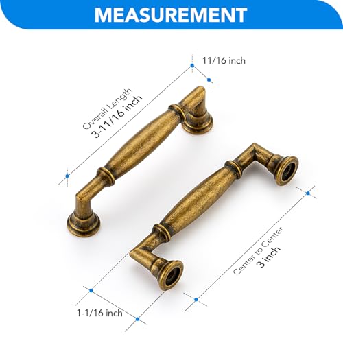 HOME EDIT Antique Brass Cabinet Handles 3 Inch Pulls 20 Pack - color: Antique Brass, size: 3 inches Hole Center