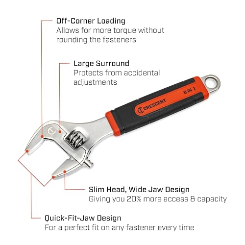 Crescent 8" Adjustable Wrench with Quick-Fit-Jaw | AC38CVS - style: 8"