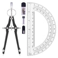 Unjoo Compass and Protractor Set, Math Compass for Geometry (Black) - color: Black