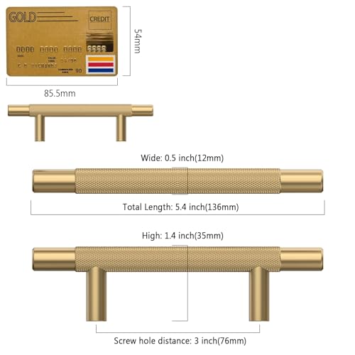 Amerdeco 10 Pack Champagne Bronze Knurled Cabinet Pulls 3 Inch Hole Centers Kitchen Cabinet Handles Hardware Kitchen Handles for Cabinets Handles IH0006 - color: Champagne Bronze, size: 3"/76MM Hole Center