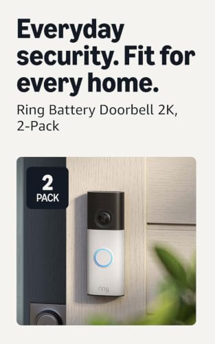 Ring Battery Doorbell 2K (newest model) Retinal 2K with wide-angle video, up to 6x Enhanced Zoom, Two-Way Talk, and Built-In Battery, 2-pack Speckled White - color: Speckled White, size: 2 Doorbells