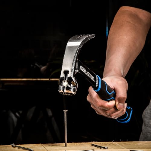Real Steel 15 Oz One Piece Forged Curve Claw Framing Hammer with Cushion Grip 0516 - size: 15 oz
