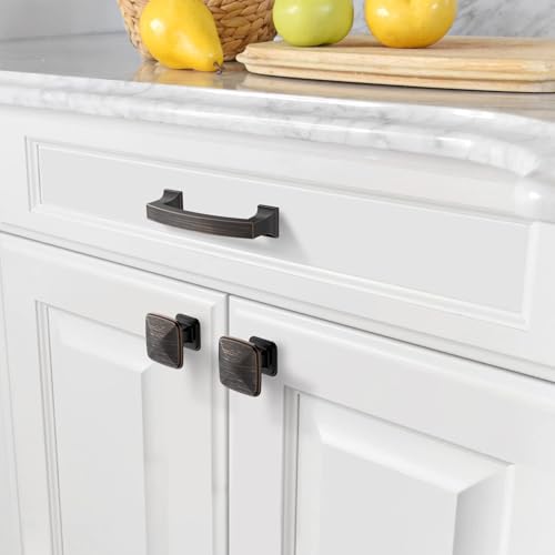 Amerdeco 10 Pack Oil Rubbed Bronze 3.75 Inch(96mm) Hole Centers Kitchen Cabinet Pulls Cabinet Hardware Kitchen Handles for Cabinets Cupboard Handles Drawer Pulls ZH0009 - color: Oil Rubbed Bronze, size: 3.75" hole center