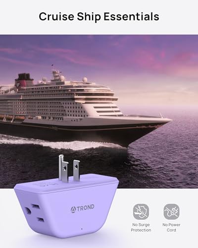 TROND Purple Outlet Extender with 3 Way Angled, for Tight Spaces - color: Purple, size: 3AC-3 Prong Plug, 1 Pack