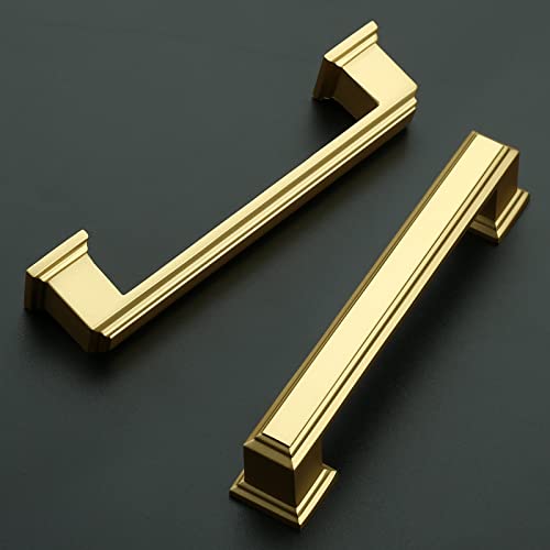 Amerdeco 10 Pack Brushed Gold Cabinet Pulls 3-3/4 Inch Hole Center Cabinet Hardware Solid Kitchen Cabinet Handles for Bathroom Drawer Pulls Dresser Pulls ZH0001 | Cabient Hardware Kitchen Cabinet Handles for Bathroom Drawer Pulls Dresser Pulls ZH0001 - co