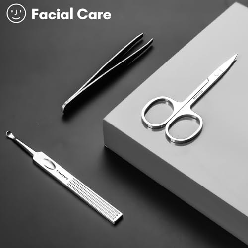 FAMILIFE Stainless Steel Manicure Set 11-in-1 Professional Nail Clipper Kit | Portable Leather Travel Case, Pedicure & Grooming Tools for Fingernails & Toenails, Luxury Gifts Set for Men & Women, Brown - color: Brown