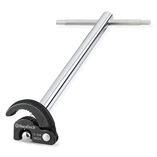 DURATECH 11" Basin Wrench, Sink Wrench, Adjustable Tap Nut Spanner Basin Spanner, Capacity of 3/8" to 1-1/4" for Fixing Back and Union Nuts Under Sink - size: Basin Wrench, style: Adjustable