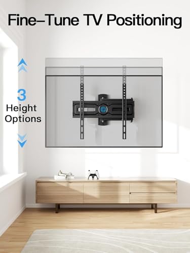 Pipishell Full Motion TV Wall Mount for Most 26-65 inch Flat & Curved TVs up to 77 lbs, Adjustable Bracket Height, Corner TV Mount with Single Articulating Arm, Max VESA 400x400mm, PIMF9 - style: Fits 26-65" TVs / Single Stud