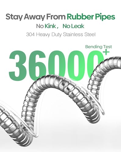 Short Metal Garden Hose 5 ft with Female to Female Connector， Stainless Steel Small Leader Hose for Hose Reel, Long, Flexible, Lightweight & Heavy Duty Water Pipe, Outdoor Water Hose Extension Adapter - size: 5ft Female to Female