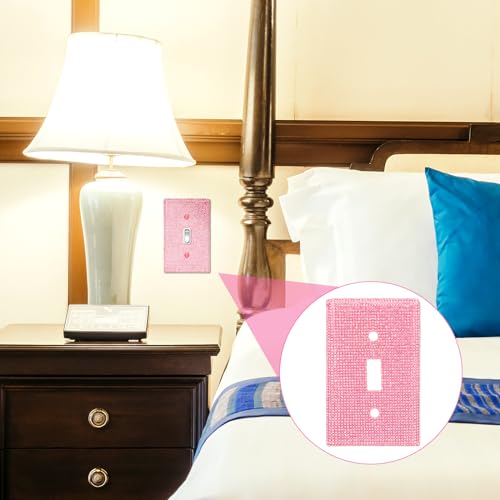 Bling Light Switch Cover Plate Pink Shiny Wall Plate Cover Rhinestones Outlet Covers Pink Decorative Bling Switch Cover Rhinestone Light Switch Cover Shiny Single Light Switch Decorative Cover