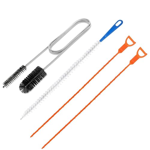6-Piece Professional Drain Snake Cleaning Kit - Heavy Duty Clog Remover Tool for Shower, Sink, Bathtub, Toilet, Kitchen - Hair Removal Unclogger with Drill Attachment, Reusable Plastic Pipe Cleaner