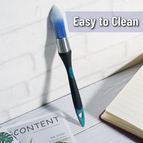 Bates- Trim Brush, 0.75 Inch, Edge Painting Tool, Trim Paint Brushes, Trimmer Edger, Trim Brush - color: Cyan-black, size: 0.75 inch, 1 Pack