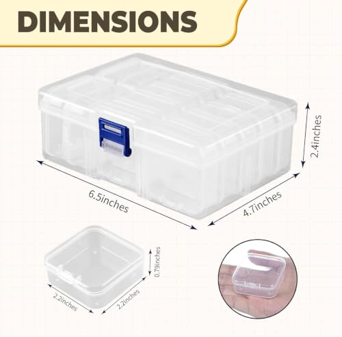 15pcs Small Bead Organizer Box with Hinged Lids, 2.2x2.2x0.79 Inch Clear Plastic Storage Containers for Diamond Painting Art, Craft, Nails, Screw & Mini Parts