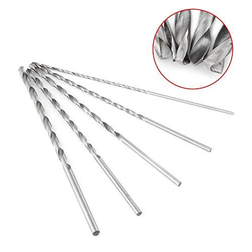 5PCS Extra Long High Speed Steel Drill Bit Sets Straight Shank Drill Bit Tool Wood Drill Bit Set Diameter 2-5mm Length 150mm / 5.9in