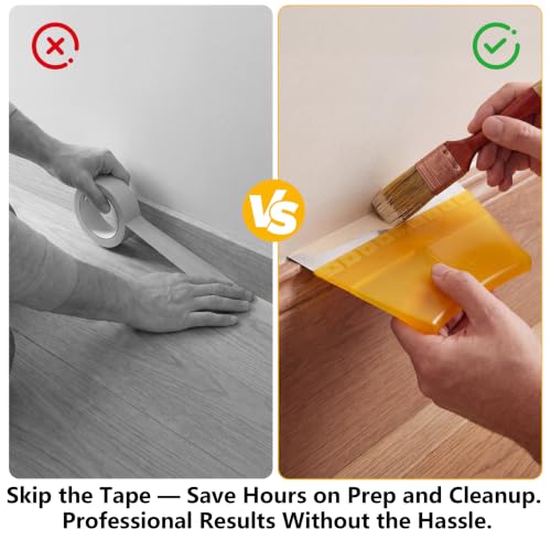 2 Pack 8 Inch Paint Edger & Trim Guard, Stainless Steel Cutting-in Tool, Painter's Tape Alternative for Ceilings, Baseboards, Door Frames & Trim, Yellow & Blue