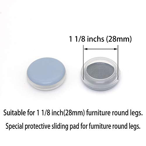 Sliders Pads for Round Furniture Legs(1 1/8 inches(28mm),16 Pack),Table/Chair/Cabinet/Sofa Glides,Protect The Floor by Sliding Like Magic,Suitable for Carpet, Wood & Ceramic Tile Floor,etc - size: 1 1/8 inches(28mm) Round