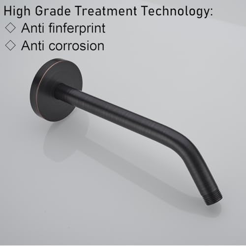 RANDOM Oil Rubbed Bronze Shower Arm with Flange,10 Inch Rain Shower Head Extension Arm.RD91018-10-ORB - color: 10″Oil Rubbed Bronze(Round Flange)
